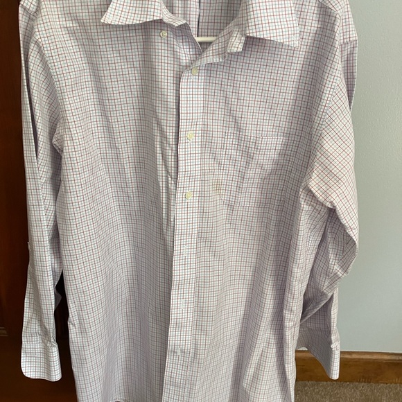 Madison Men's Dress Shirt - White and Pink Checkered - Picture 1 of 4